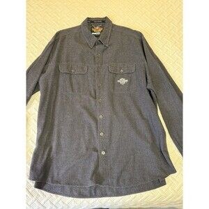 Harley Davidson Mens Gray Long Sleeve Button Down Shirt 2XL Tall Cotton 2XLT